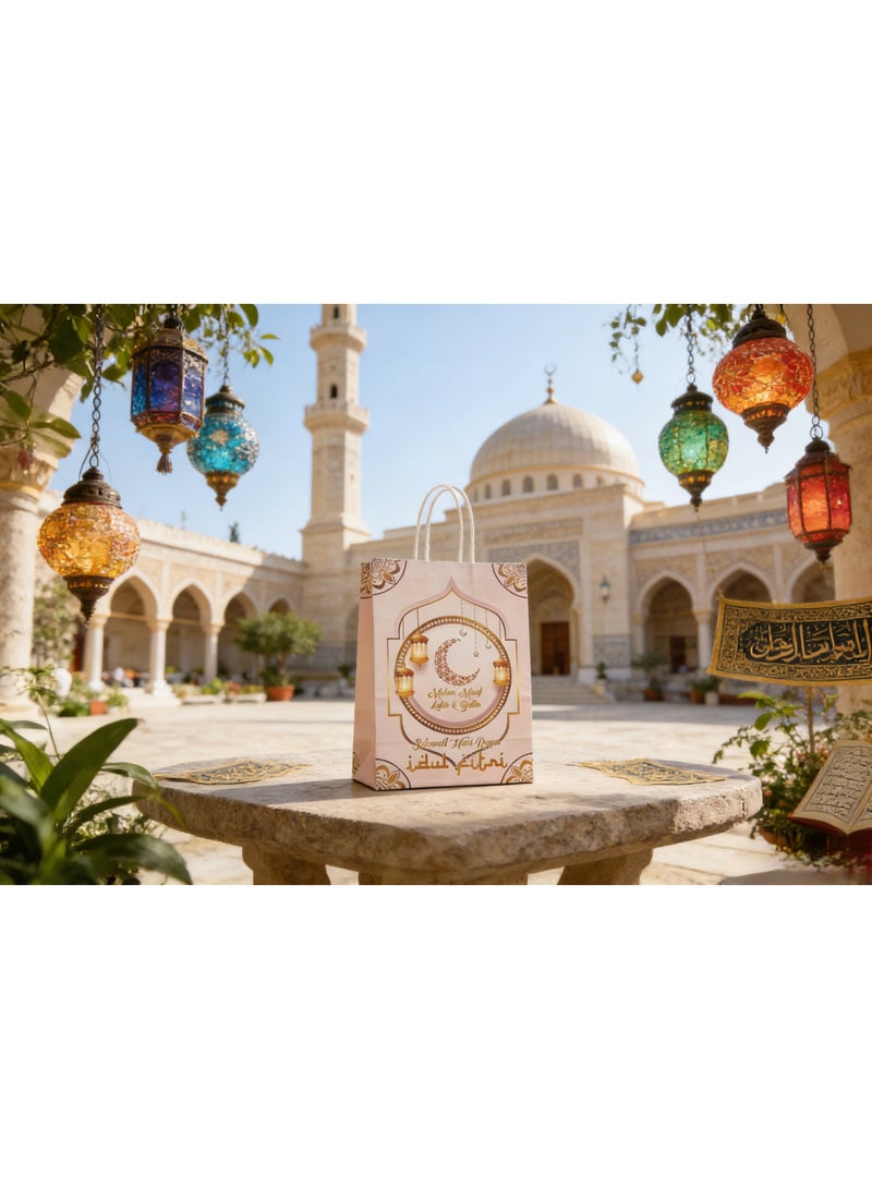 10 PCS Ramadan Party Favor Paper Gift Bags Kraft Paper Bags Candy Bags Party Favor Bags with Handle for Party Decoration - Image 4